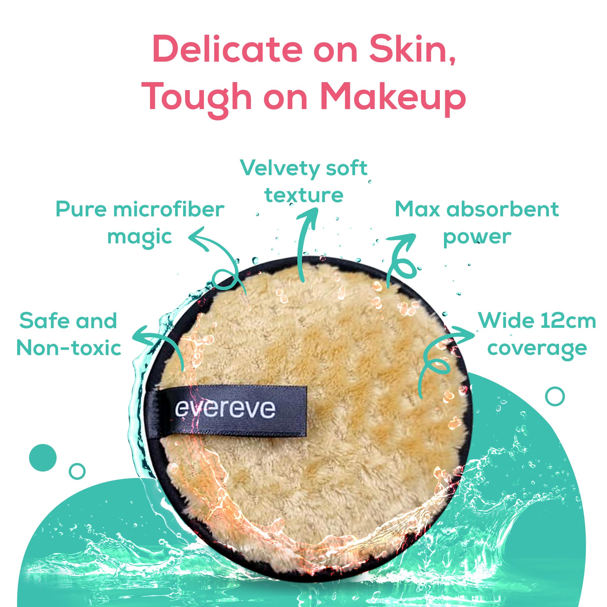 Evereve Multipurpose Makeup Remover Pads, Double-Sided Round and Washable Makeup Remover, Super Soft Deep Cleansing Pads, Microfiber Sponge Facial Cleansing Pads, Safe for all skin types, Pack of 2 - Image 4 thumbnail