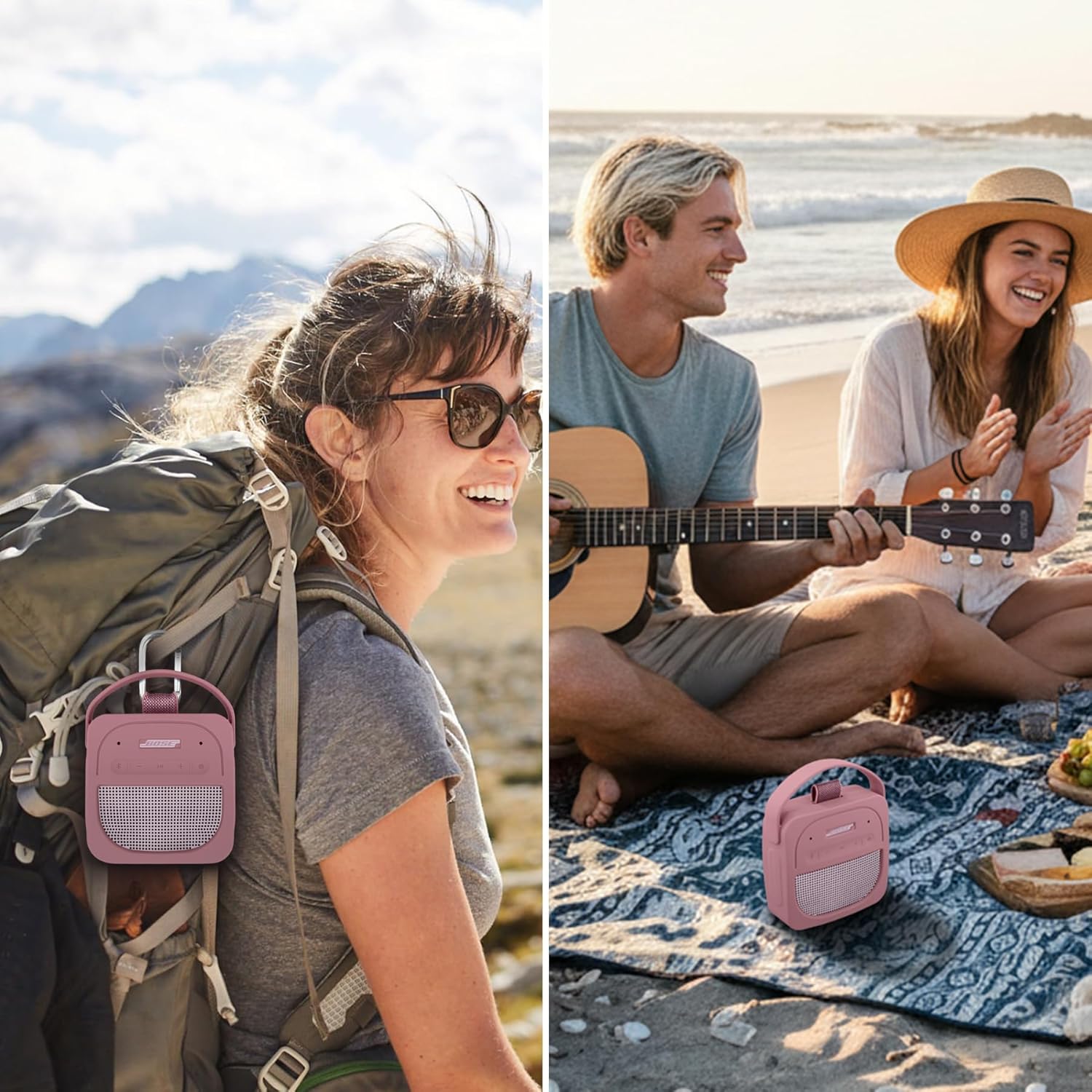 Aenllosi for Bose New SoundLink Micro 2nd Gen Bluetooth Speaker Silicone Cover Case with Carabiner, Pink (Case Only) - Image 7