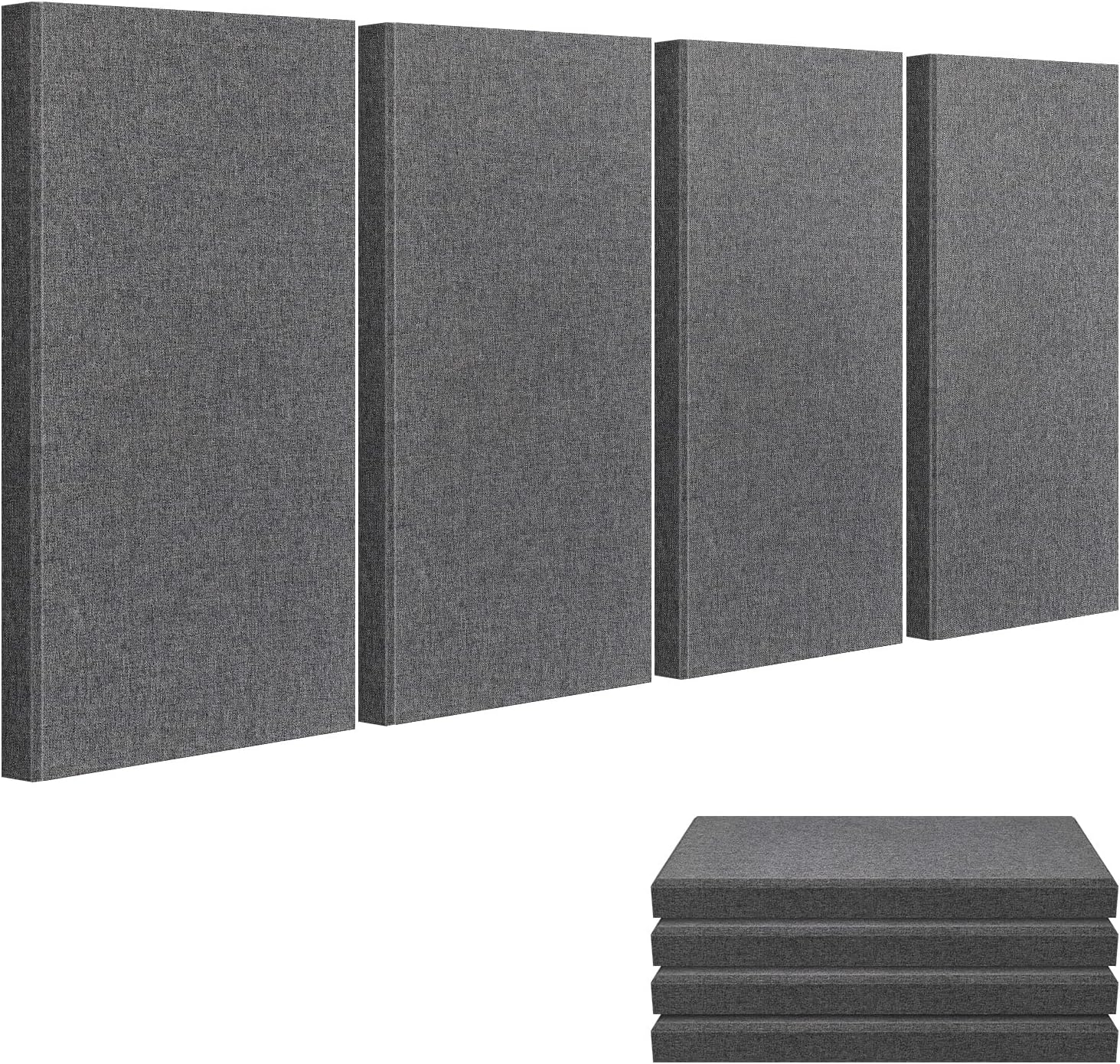 23.62" X 11.81" X 2" Fiberglass Wall Panel, 4 Pack Acoustic Panels, Acoustic Panels Sound Absorbing for Office, Studio, Home Theatre - Heather Grey