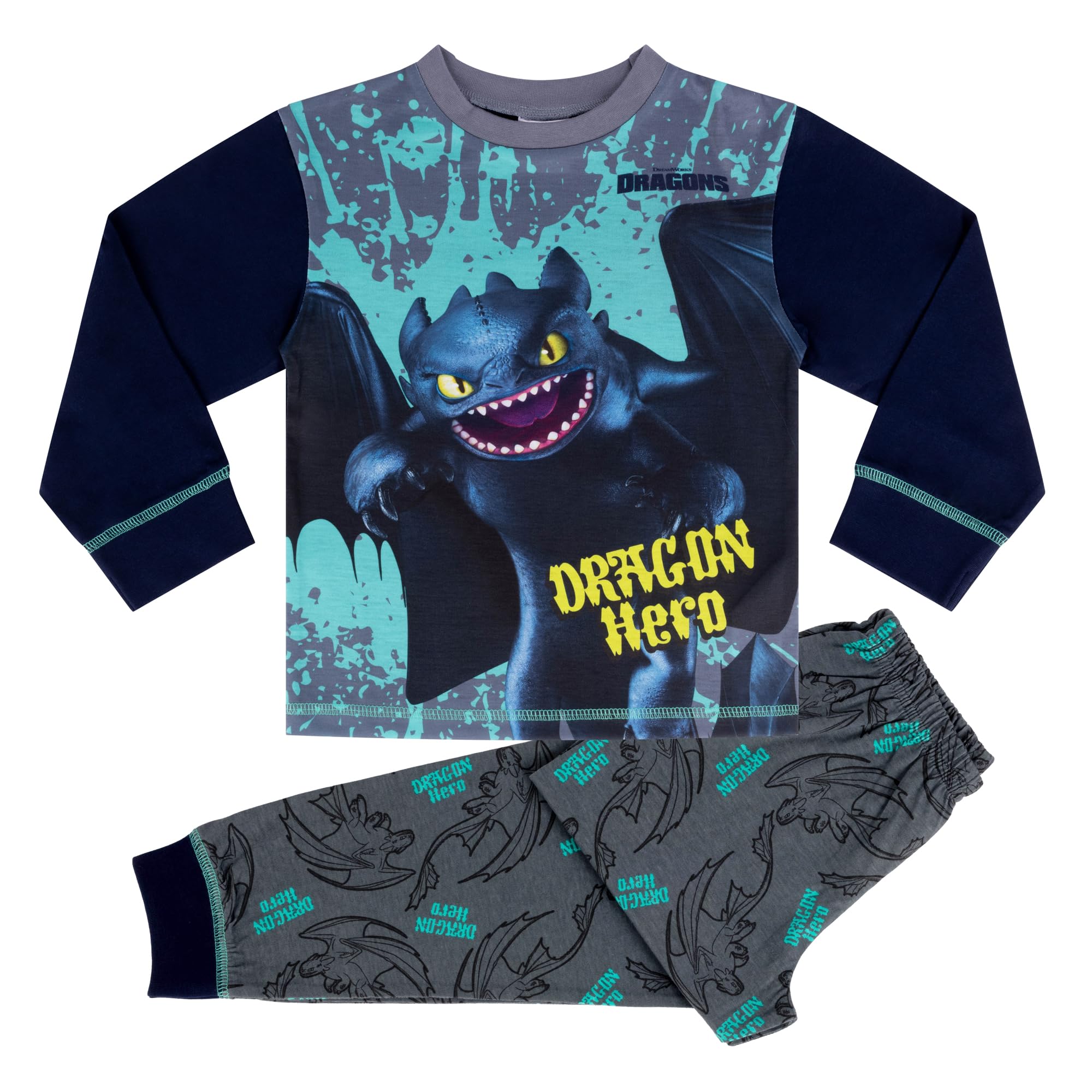 Dreamworks Animation Skg Toothless How To Train Your Dragon, Dragon Hero Long Sleeved Pyjama Set, 6-7 Years: 122Cm, Multicolor