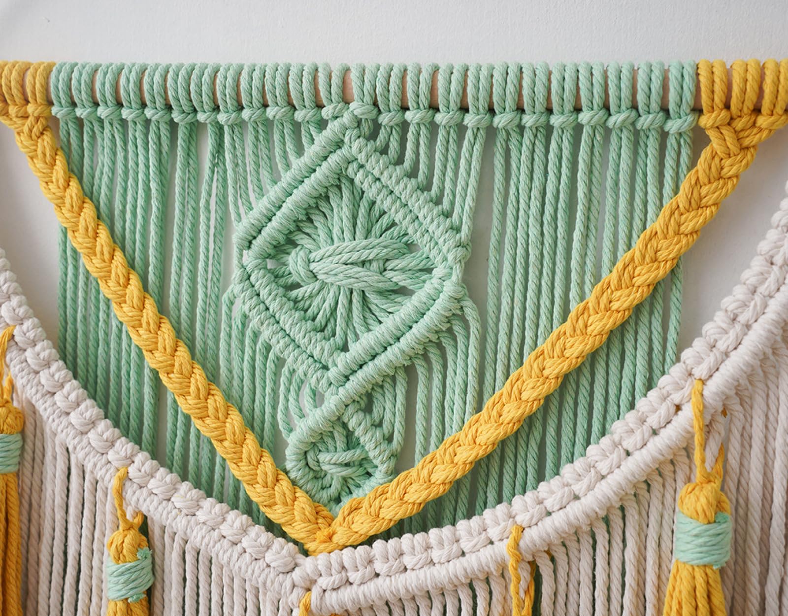YHXBD Boho makrama wisząca na ścianę, ręcznie tkana bawełniana lina gobelin bohema kolorowy chorągiewki baner dekoracja ścienna do sypialni salonu, A-01, 50 x 70 cm