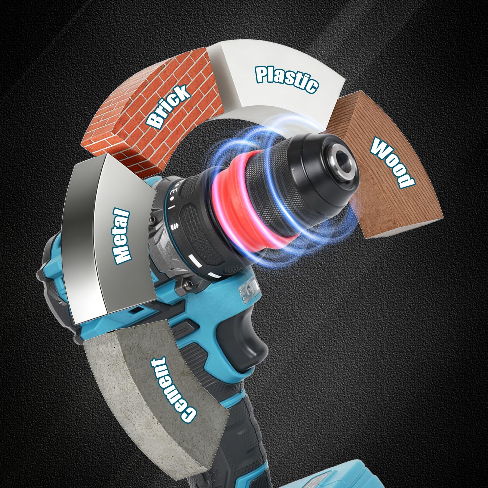 Perceuse Visseuse sans Fil 21V, Kit Makita Compatible avec 4 Mandrins Interchangeables (Sans Batterie/Chargeur) - 600W, 45 Nm - Pour Bricoleurs & Professionnels