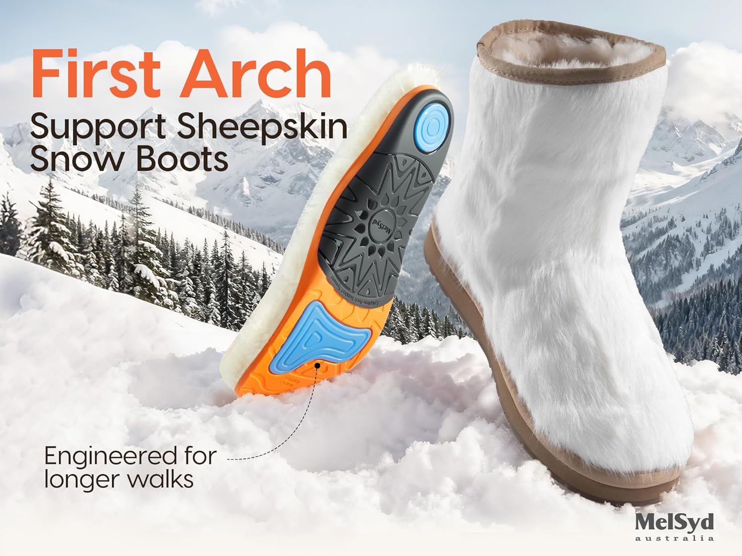 Mel&Syd 100% Australian Sheepskin Fur Boots with Arch Support: Plantar Fasciitis Relief & Long Fur Tassel - Shearling lined Knee High Winter Snow Boots - The Comfortable Fashionista's All-Day Style