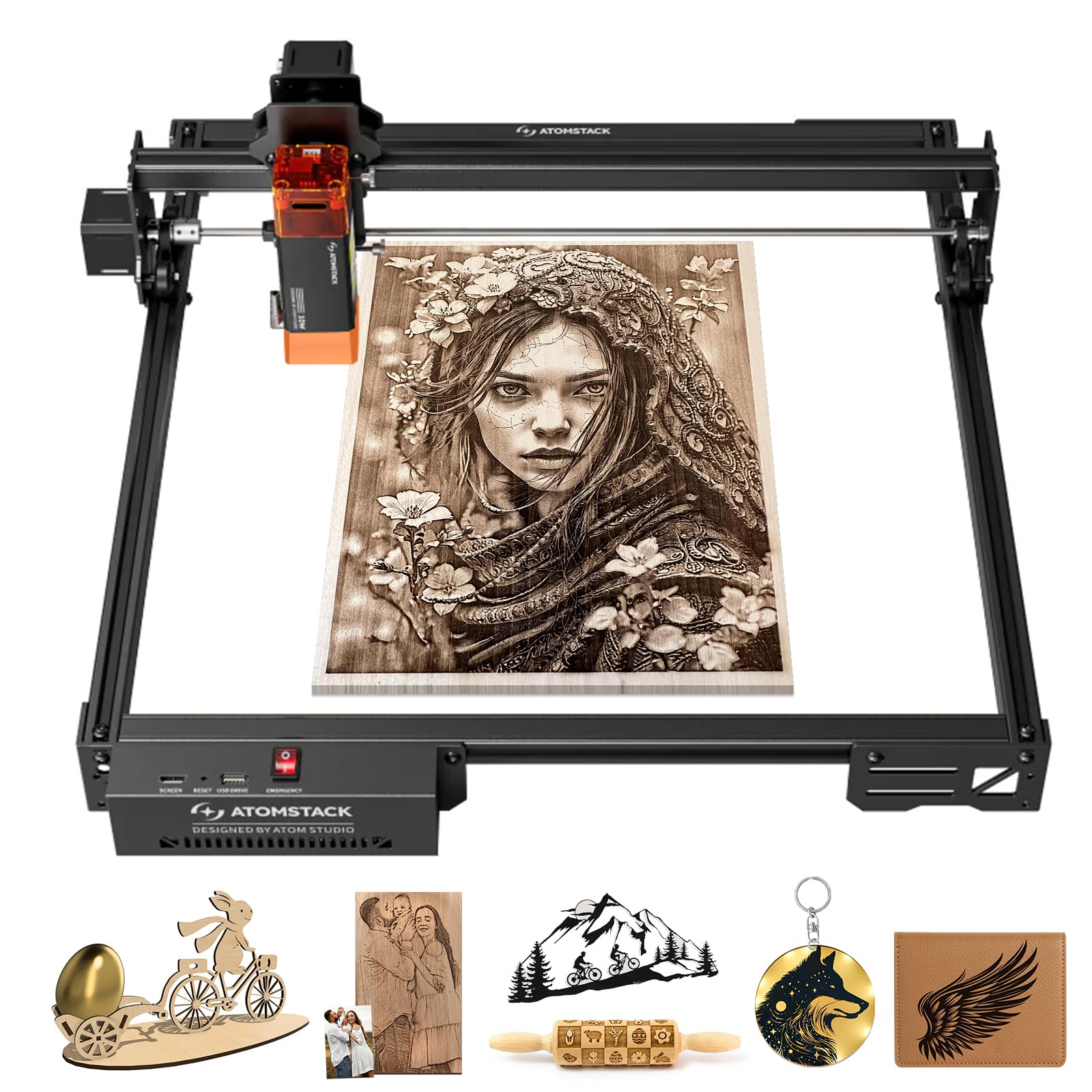 ATOMSTACK A10 PRO V2 incisione laser 12 W, taglierina laser per legno con punti da 0,06 mm, incisore laser ad alta precisione per legno, metallo e vetro acrilico scuro