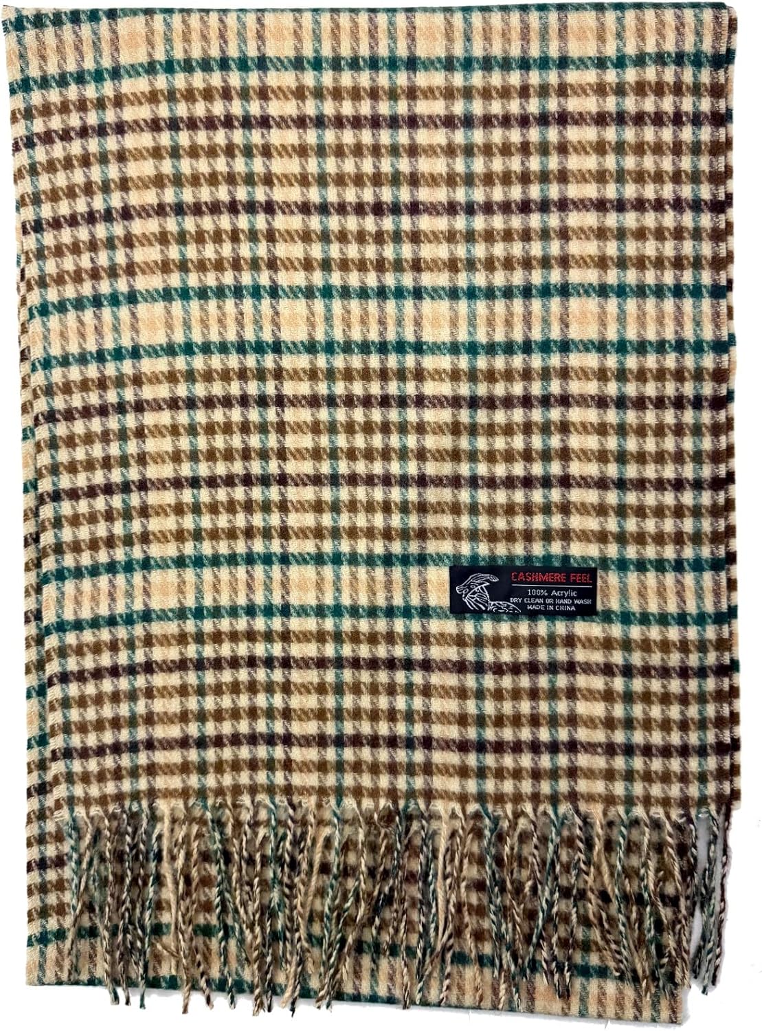 Plum Feathers Plaid Check and Solid Cashmere Feel Winter Scarf, Warm Scarfs, Cold Weather Accessories, Fringe Scarves - Image 2