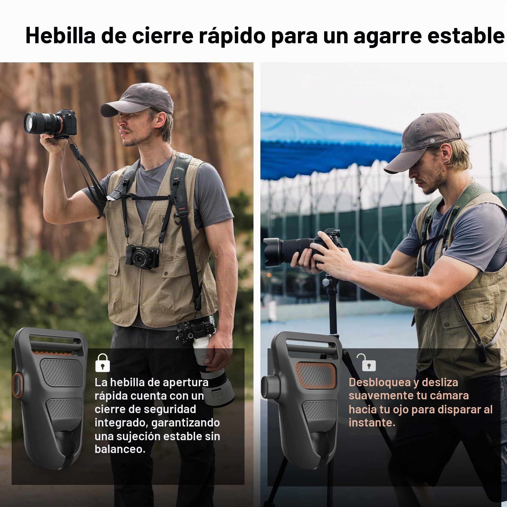 PGYTECH Camera Strap Master, Arnés Doble Hombro de Cuero para 3 Cámaras, Arnés de Cámara Ajustable para Fotógrafos Profesionales