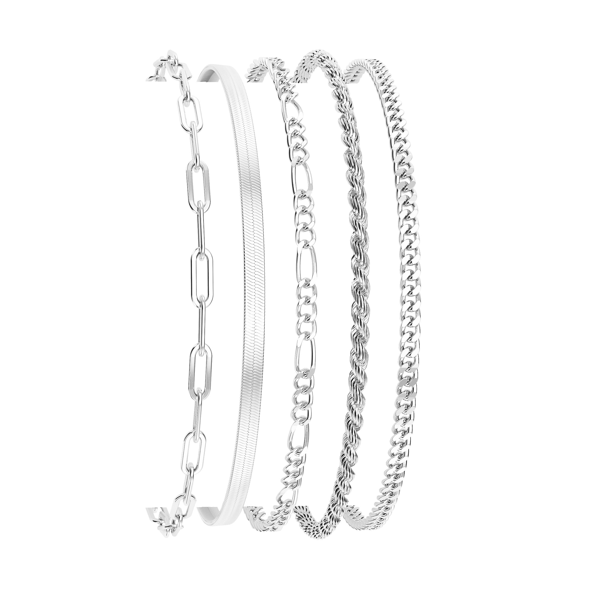 Gold Bracelets for Women Waterproof, 14K Gold Plated Jewelry Sets Trendy Thin Dainty Stackable Cuban Link Paperclip Chain Bracelet Pack Fashion Accessories Gifts for Womens