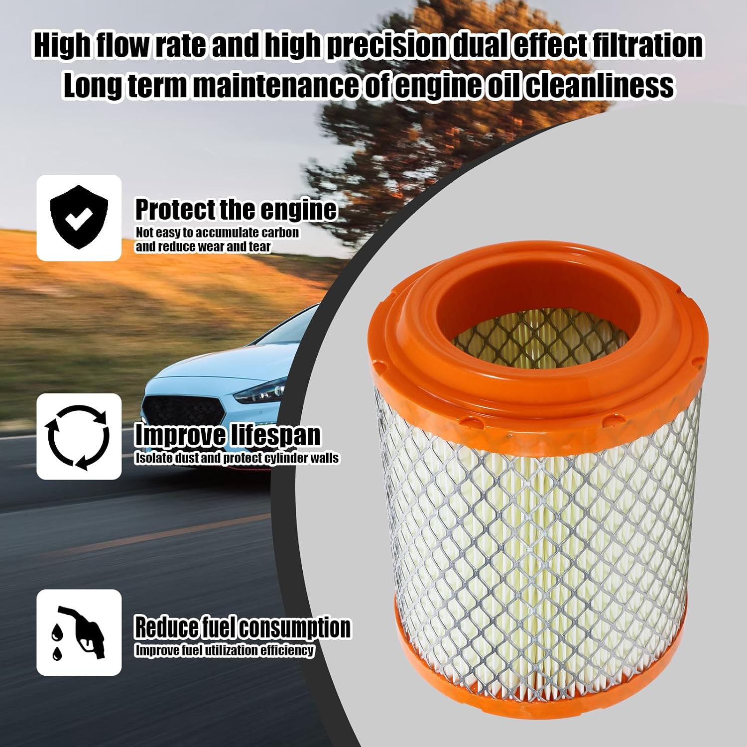 CA11048 Replacement Engine Air Filter Compatible with Dodge Caliber and Jeep Compass and Patriot Models, 2011-2017, 2.0L 2.4L, Replace# 04593914AB