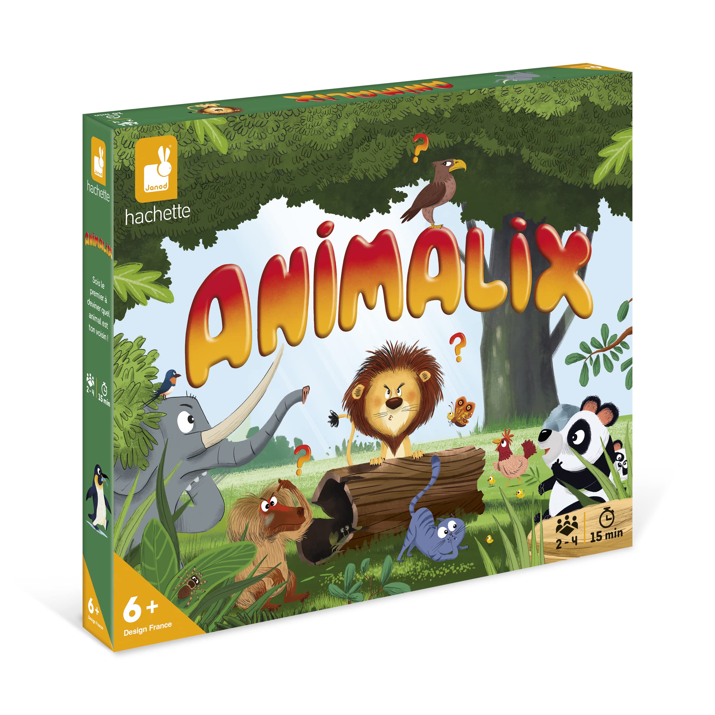 Janod, AnimaliX, Guess the Animal Deduction Game, 1 Wheel + 4 Individual Trays + 32 Cards + 4 Erasable Markers