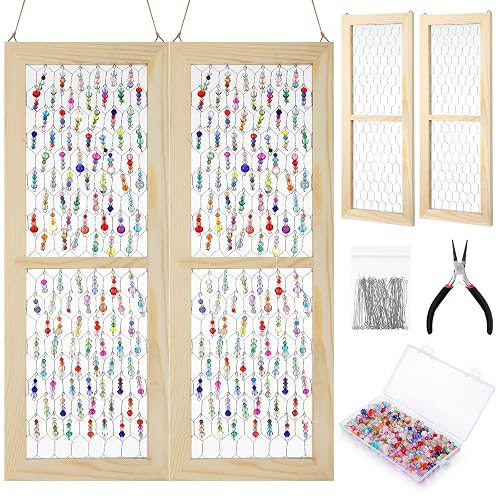 Leinuosen Chicken Wire Frame with 800 Glass Beads, 2 Pack,