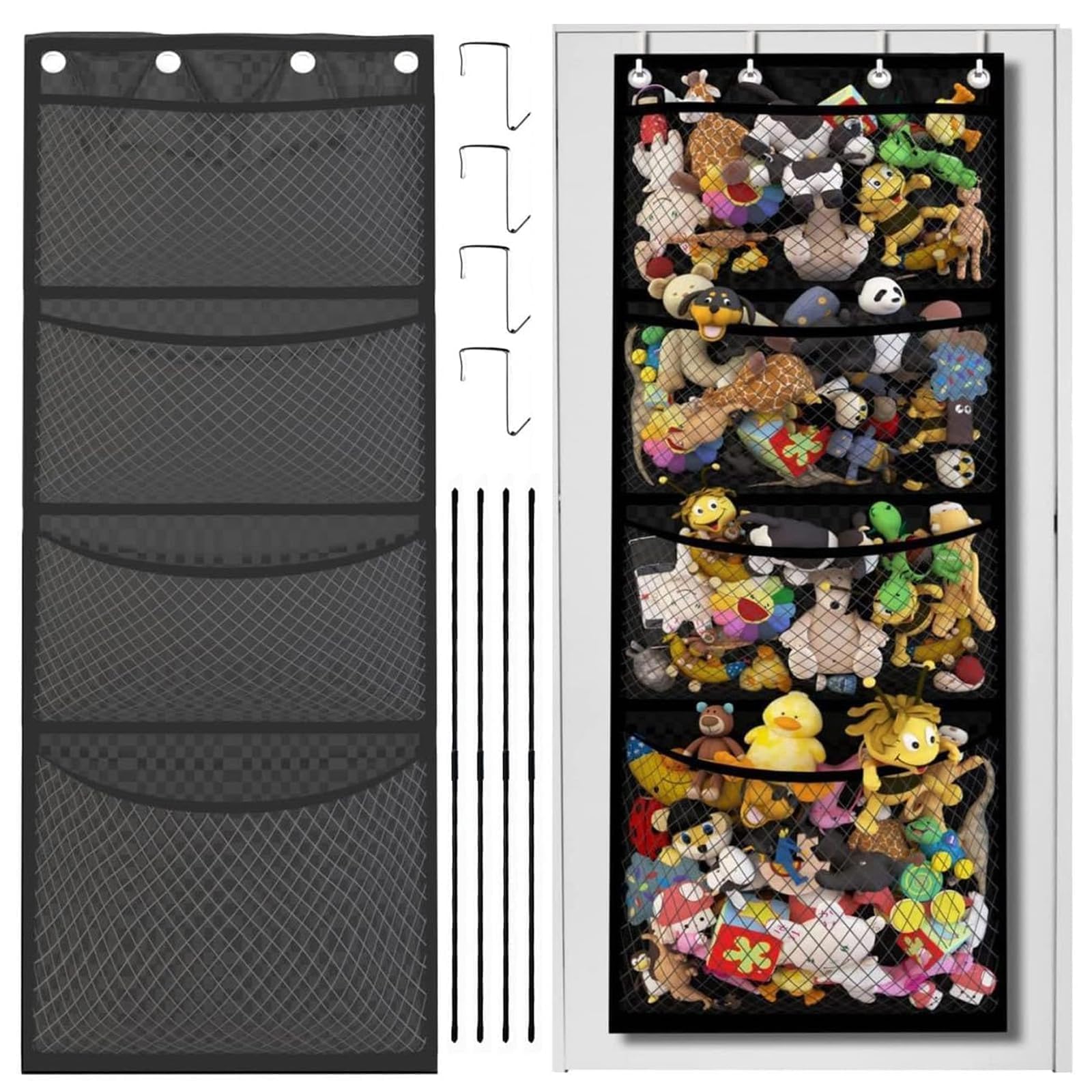 OONOYWOO Stuffed Animal Storage for Behind the Door, Over Door Toy Storage for Stuffies Baby Accessories Over The Door Organizer Storages for Nursery