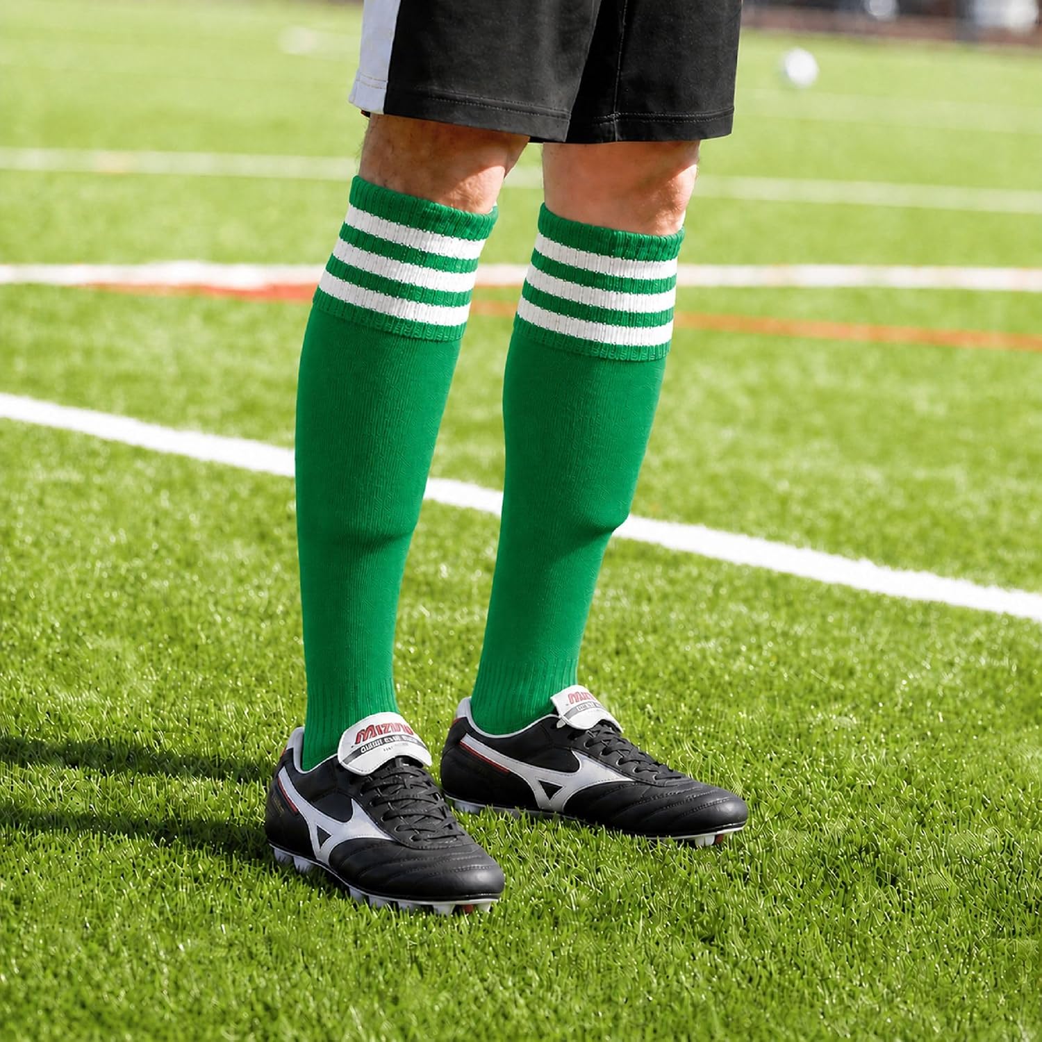 COUVER Youth Knee High Tube Socks - Kids Triple Stripe Athletic Nylon Sports Socks for Soccer, Baseball, Softball & Cheer