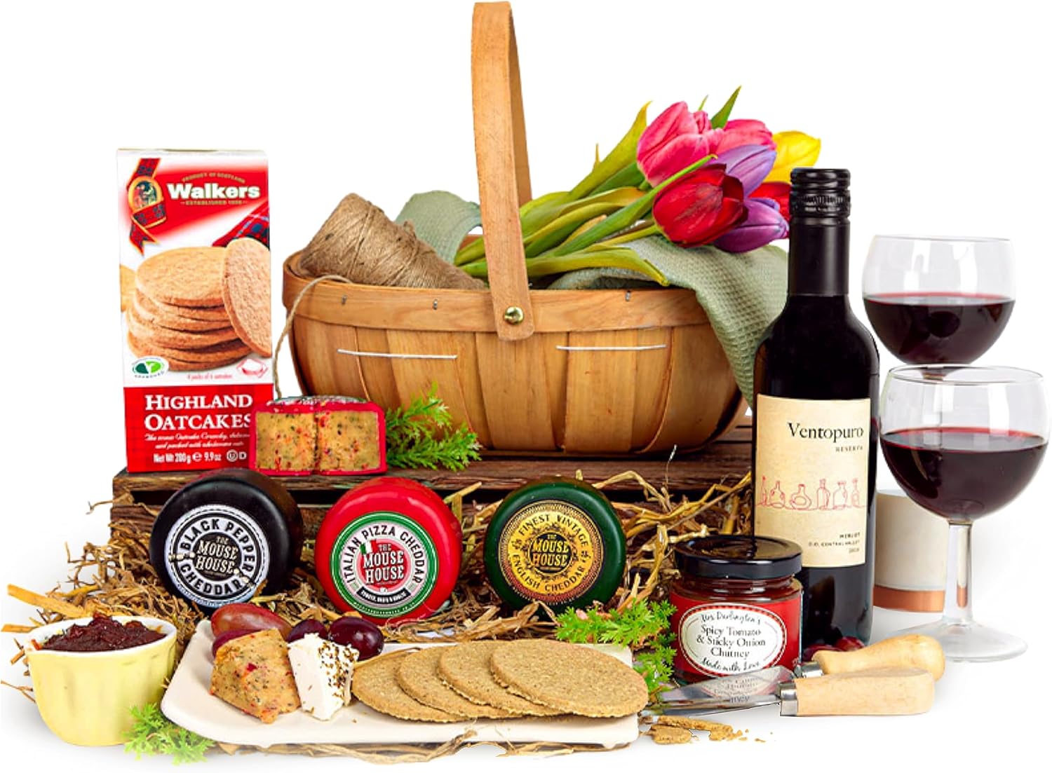 Prestige Hampers Cheese and Wine Basket Amazon.co.uk Grocery