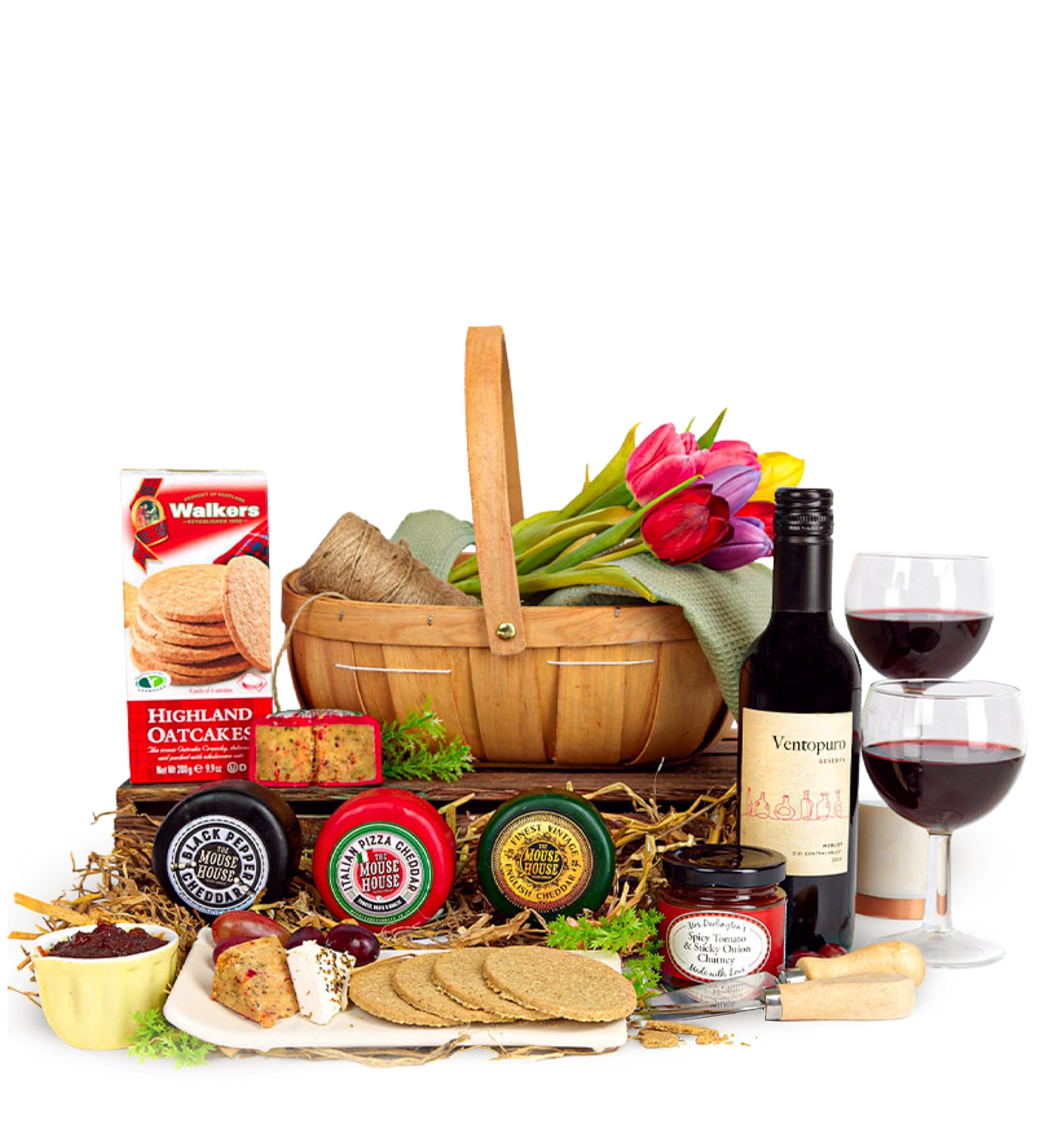 Gourmet Cheese & Red Wine Hamper – Luxury Food Gift Basket for Wine & Cheese Lovers