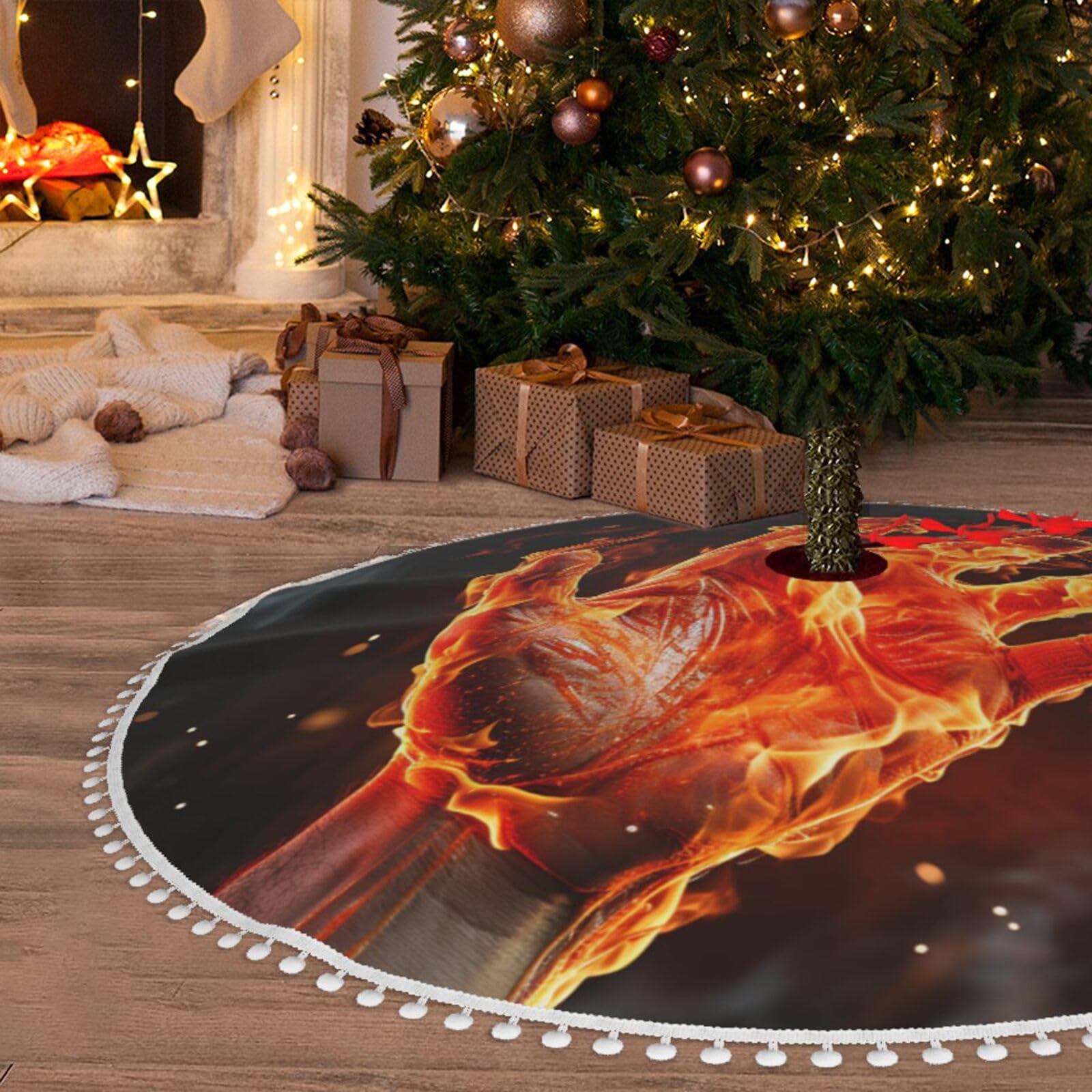 Tapis de sapin de Noël en peluche douce et épaisse pour protéger vos sols