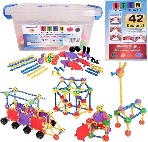 STEM Master Juguetes de construcción para niños de 4 a 8 años kit de juguetes STEM con 176 piezas duraderas guía de diseño caja de almacenamiento de disponible en Yaxa Colombia