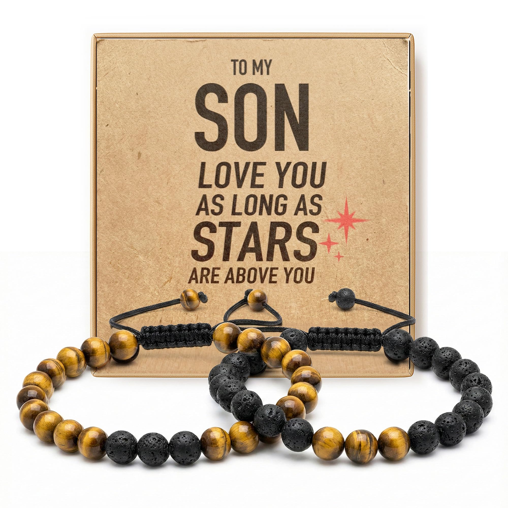 Triple Threat Protection Bracelet for Women,Natural Healing Crystal Beaded Bracelet for Protection To My Son
