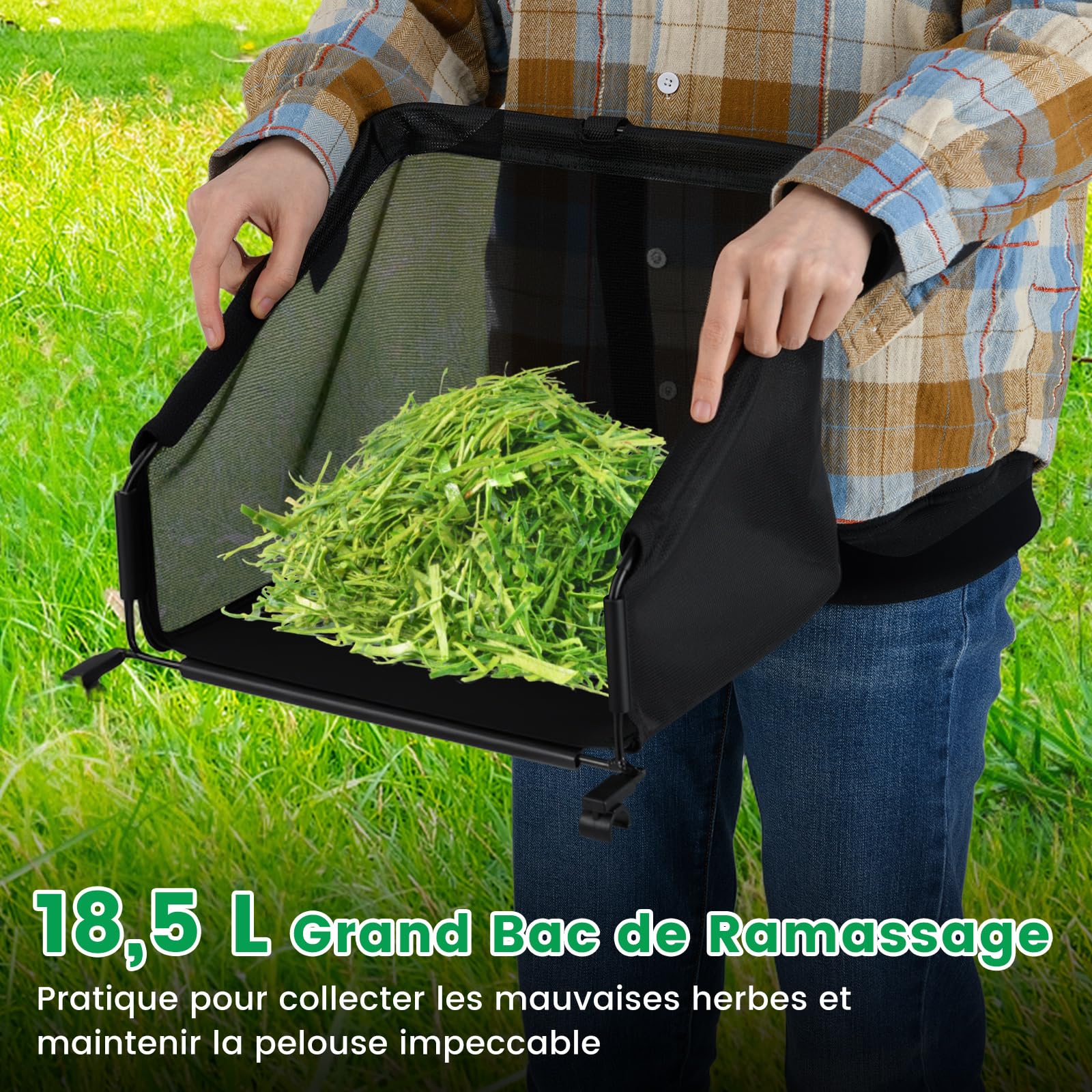 COSTWAY Tondeuse à Gazon Manuelle à Lame avec Largeur de Coupe de 30 cm, Hauteurs de Coupe Réglables de 15 à 40 Mm, Bac de Ramassage de 18,5 L 2 Roues Antidérapantes (Vert)