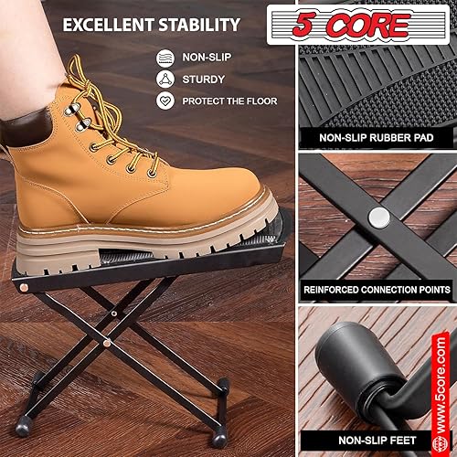 Miniatura 2 de 5 Core Reposapiés de guitarra negro  Reposapiés ajustable para guitarra  Soporte de pie de guitarra de hierro sólido con altura de 6 niveles  Pedal