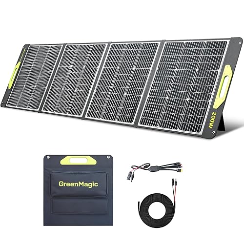 200W Portable Solar Panel, Greenmagic 200W Foldable Solar Panel Lightweight