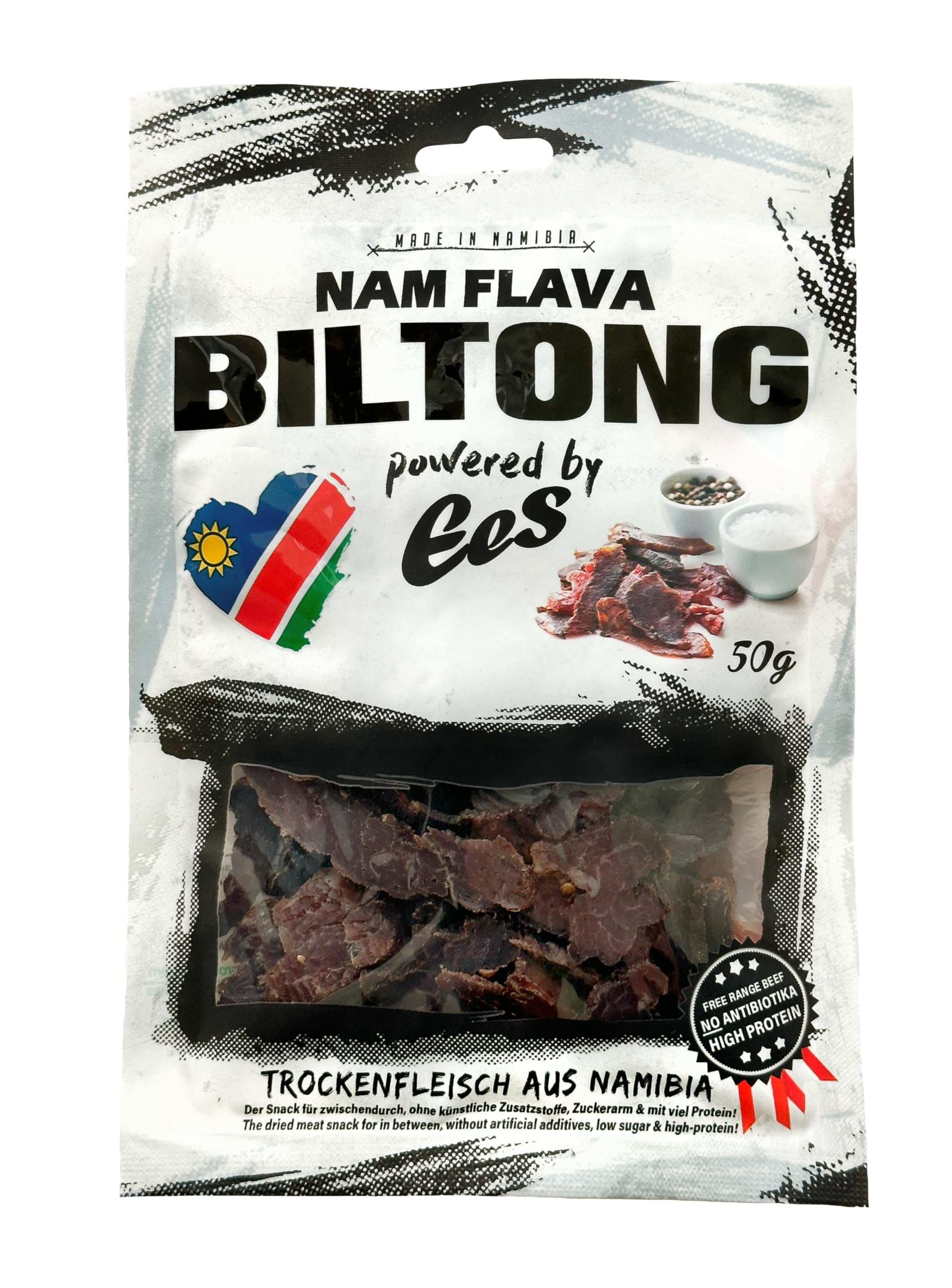 Nam Flava - Biltong original de Namibie - 0,6 kg (12x50 g) Box - Beef Jerky, viande séchée, beaucoup de protéines