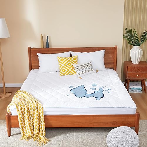 Miniatura 2 de HOMTEC Protector de colchón tamaño King, impermeable, acolchado, funda de colchón de algodón, bolsillo extra profundo de 18-22 pulgadas, versión