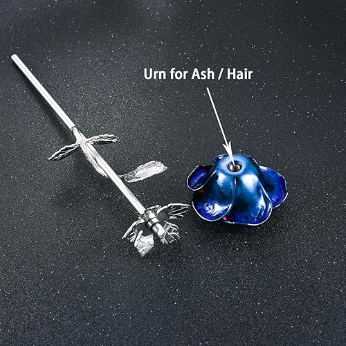 Miniatura 2 de Urnas de cremación de acero inoxidable, diseño de flor de rosa decorativa, para cenizas de humanos, mascotas, perros, gatos, recuerdo funerario,