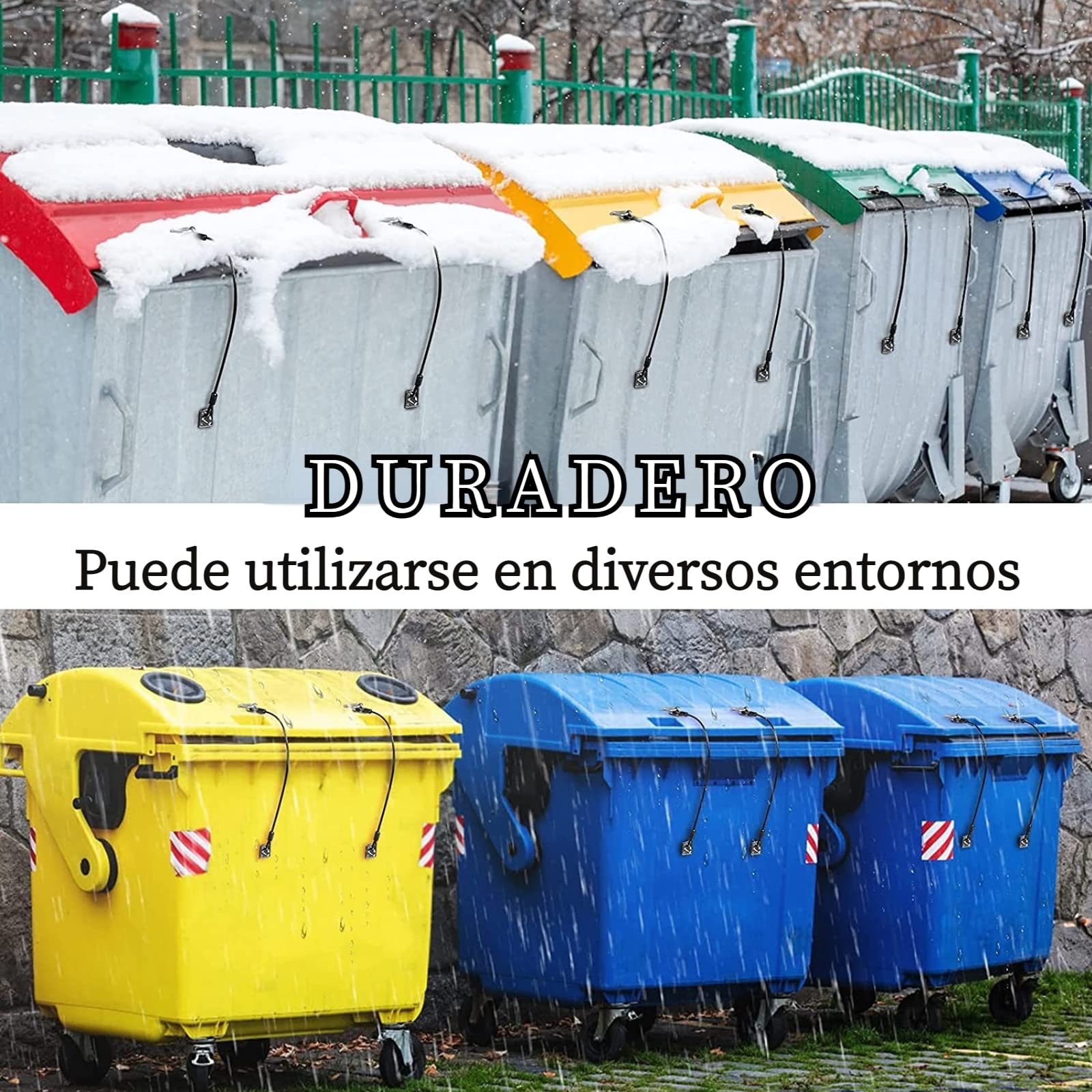Cerradura de tapa de cubo de basura,Cerradura de cubo de basura a prueba de osos Cerradura de cable de acero Cerradura de pestillo de cubo de basura