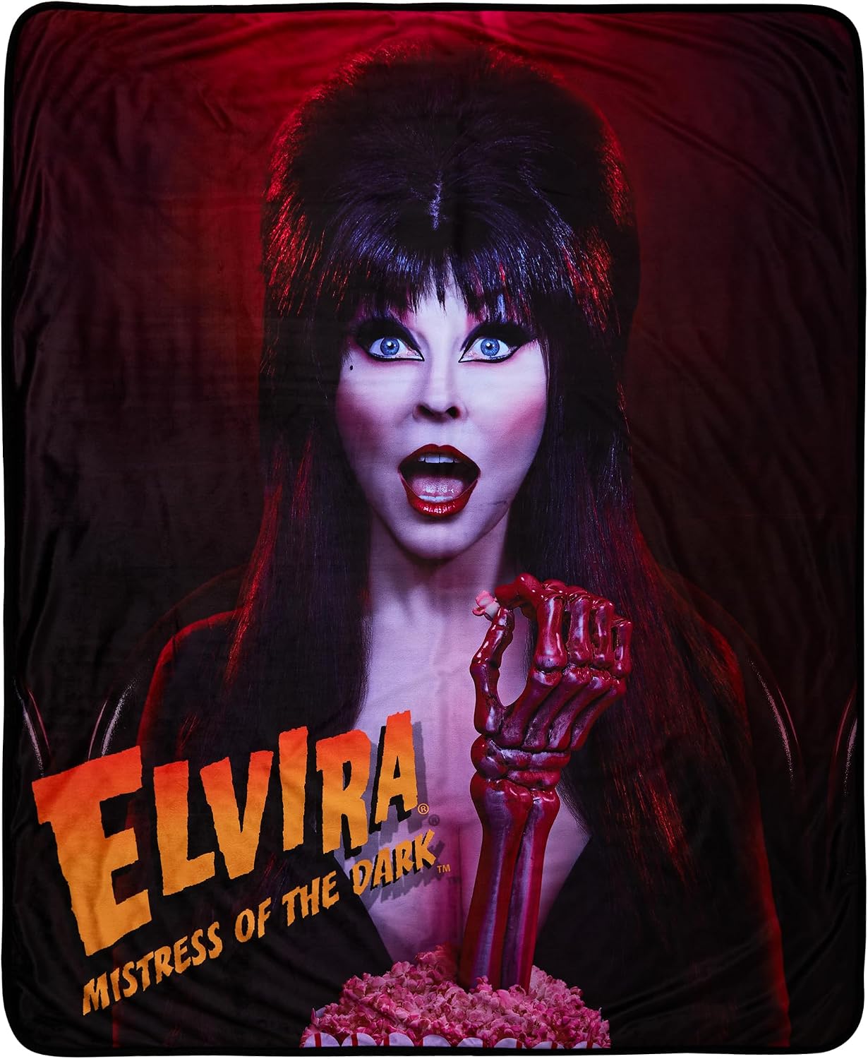 Spirit Halloween Elvira Mistress of the Dark Fleece Blanket, Multicolor