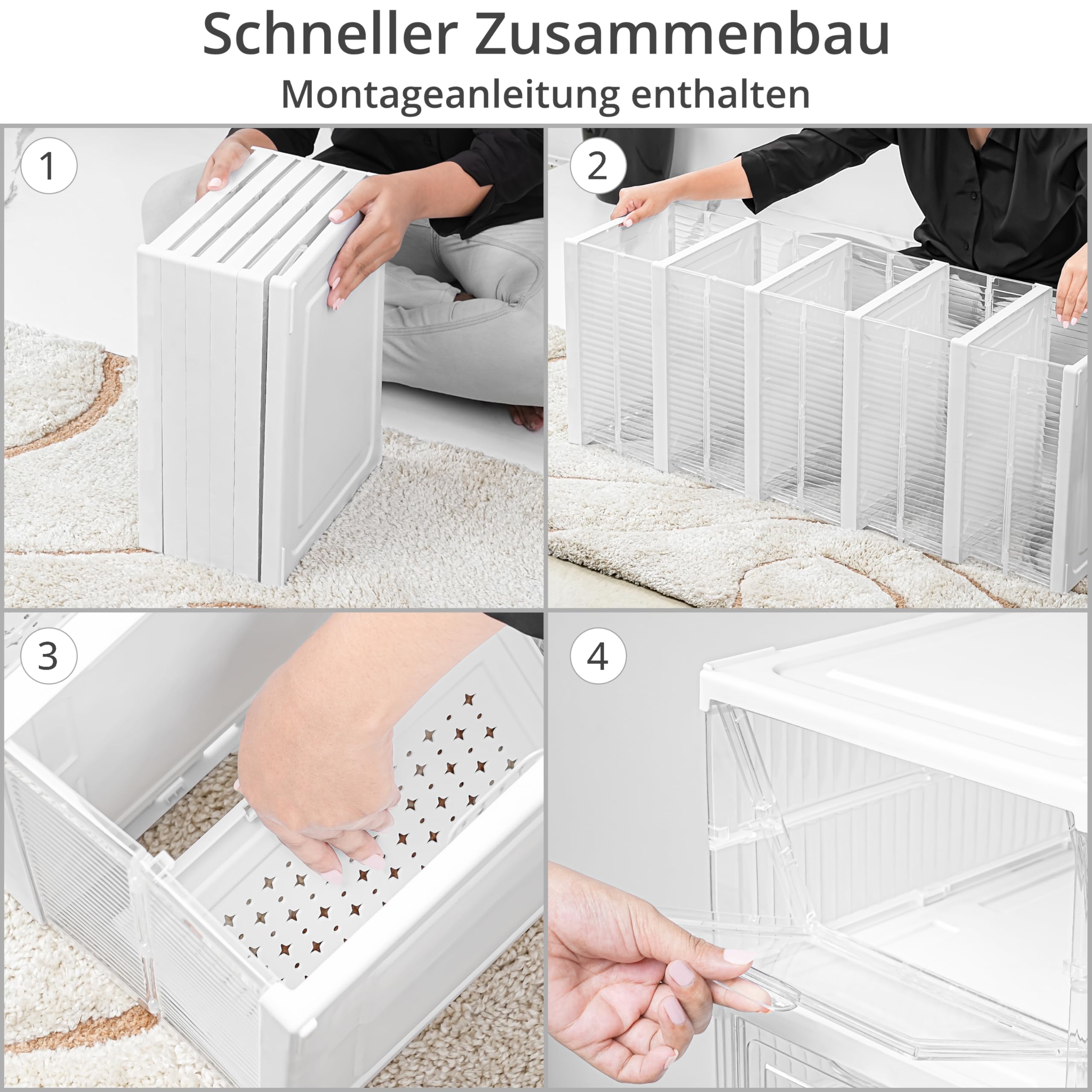 Winter Shore Faltbares Schuhregal mit 5 Ebenen - Schuhorganizer Platzsparend & Zusammenklappbar mit Türen - Transparente Schuhboxen Stapelbar für High Heels, Turnschuhe & Sneakers - Einfacher Aufbau