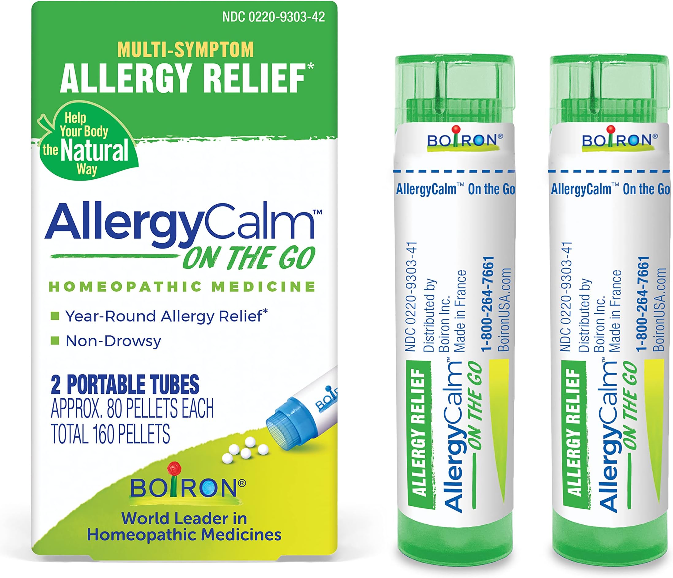 AllergyCalm On the Go for Relief from Allergy and Hay Fever Symptoms of Sneezing, Runny Nose, and Itchy Eyes or Throat - 2 Count ( 160 Pellets)