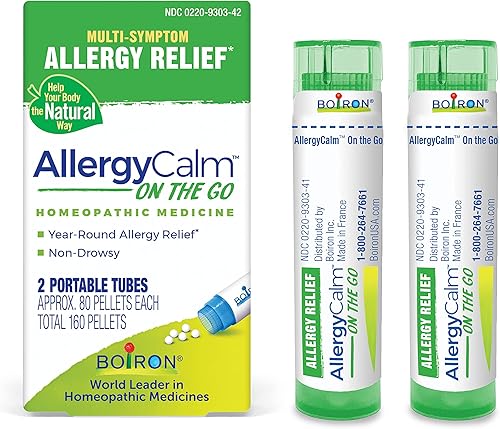 Boiron AllergyCalm On The Go para aliviar la alergia y la fiebre del heno síntomas de estornudos, secreción nasal y picazón en los ojos o garganta,