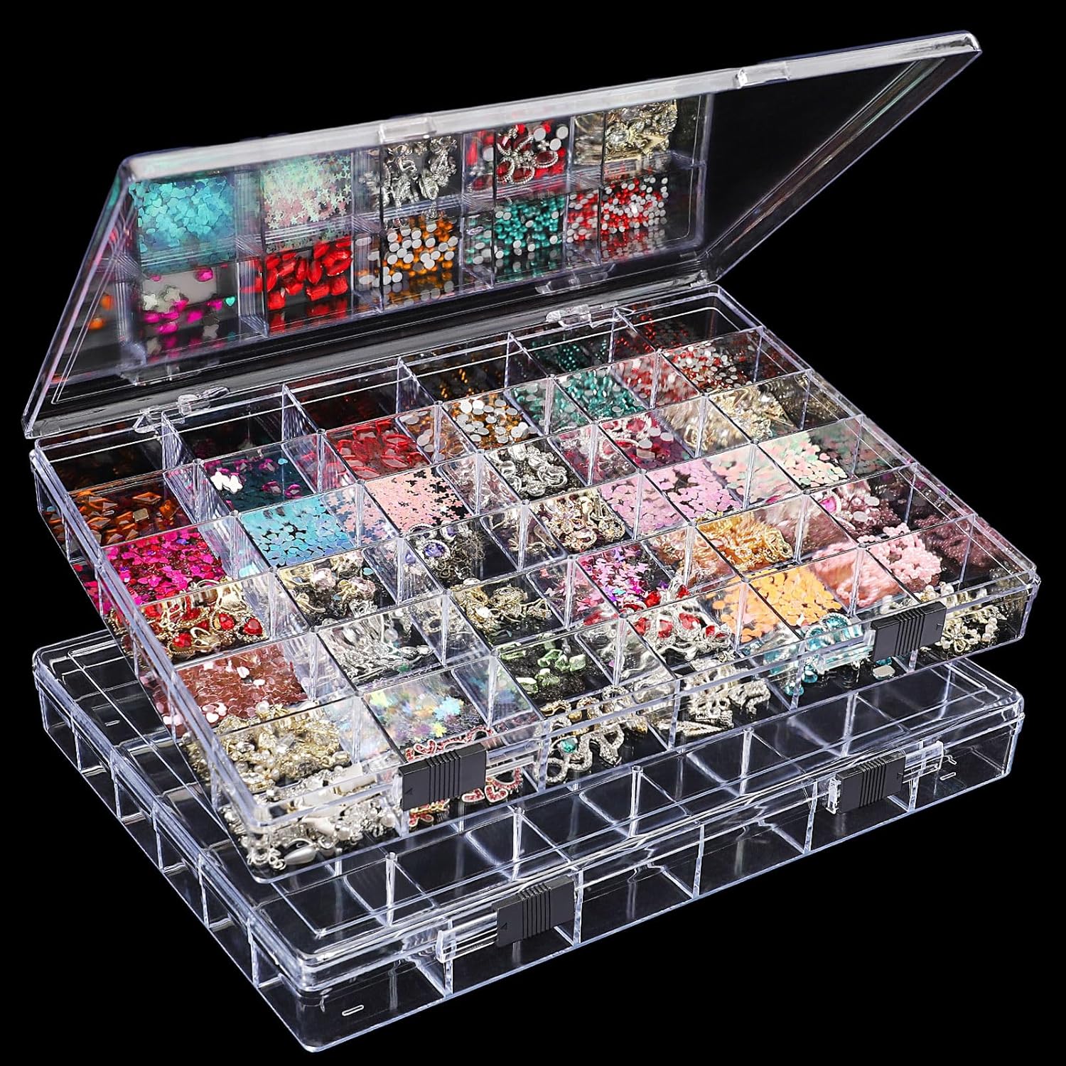 Noverlife 2 Pack 36 Grids Clear Plastic Organizer Box,...