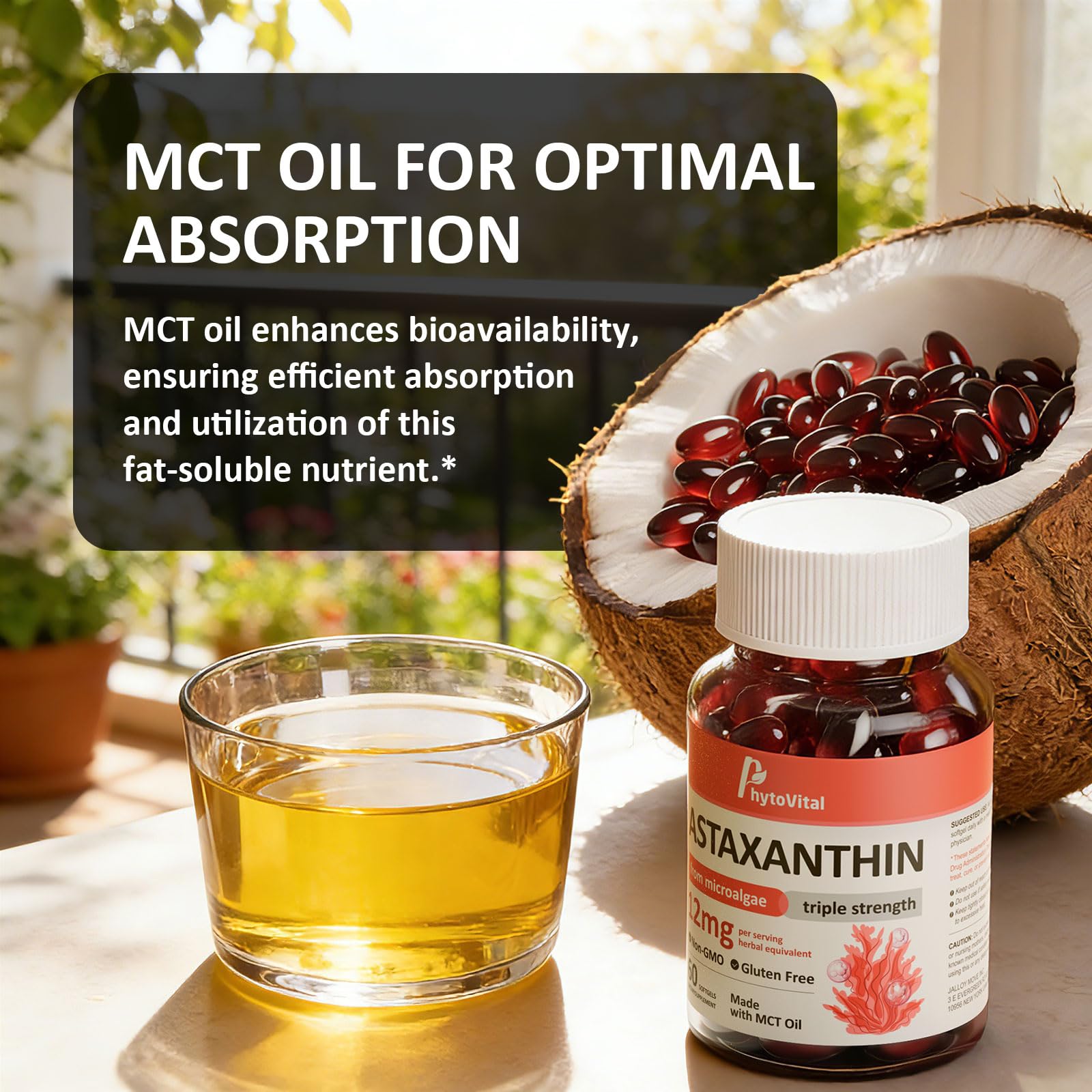 Astaxanthin 12mg with MCT Oil, 60 Softgels (2-Month Supply) – Triple Strength Antioxidant Supplement from Haematococcus Pluvialis – Non-GMO, Gluten-Free, Vegan — Amazon image 5