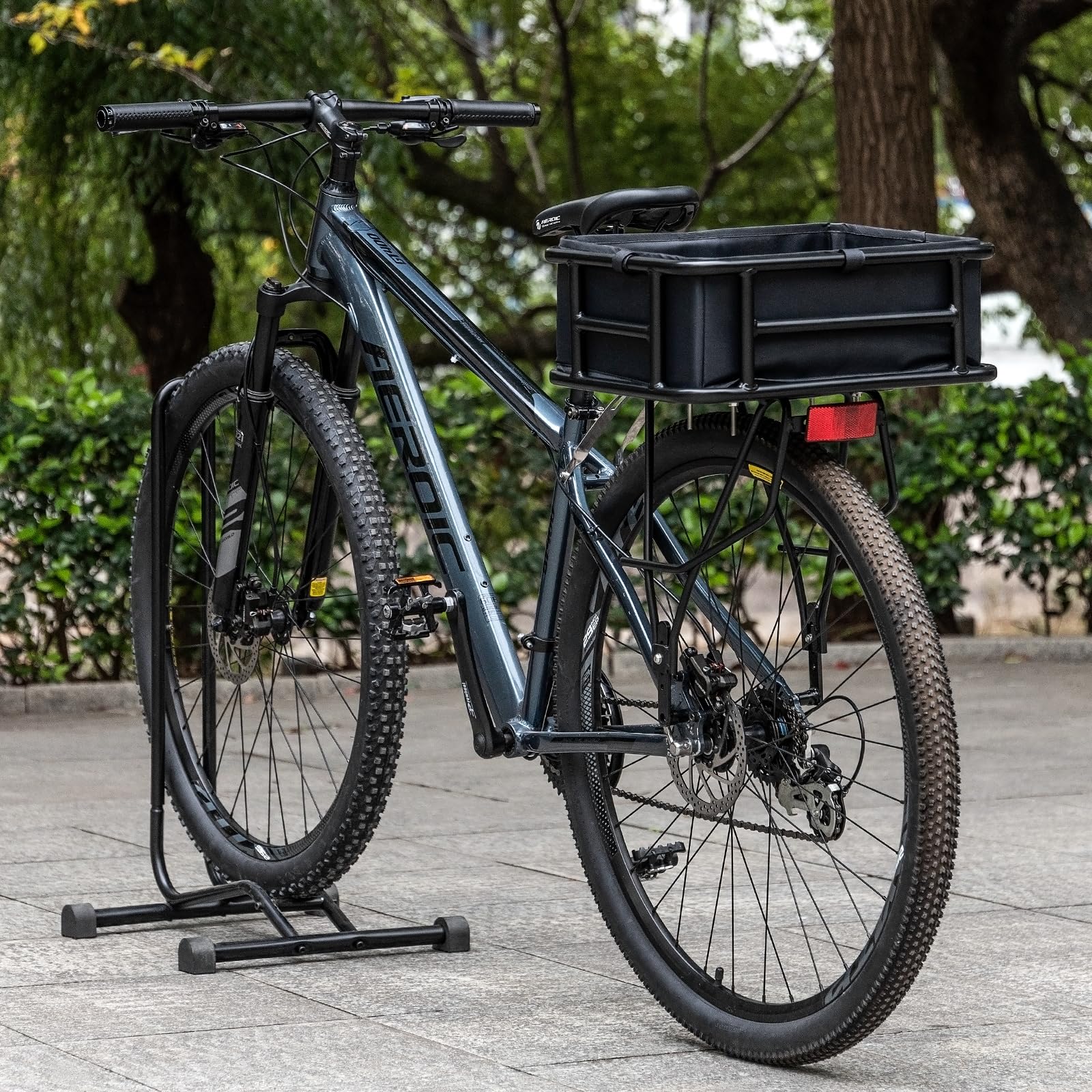 CXWXC Panier arrière de vélo – Grand panier arrière de vélo avec filet de chargement et doublure – Panier arrière pour vélo, vélo électrique, vélo électrique