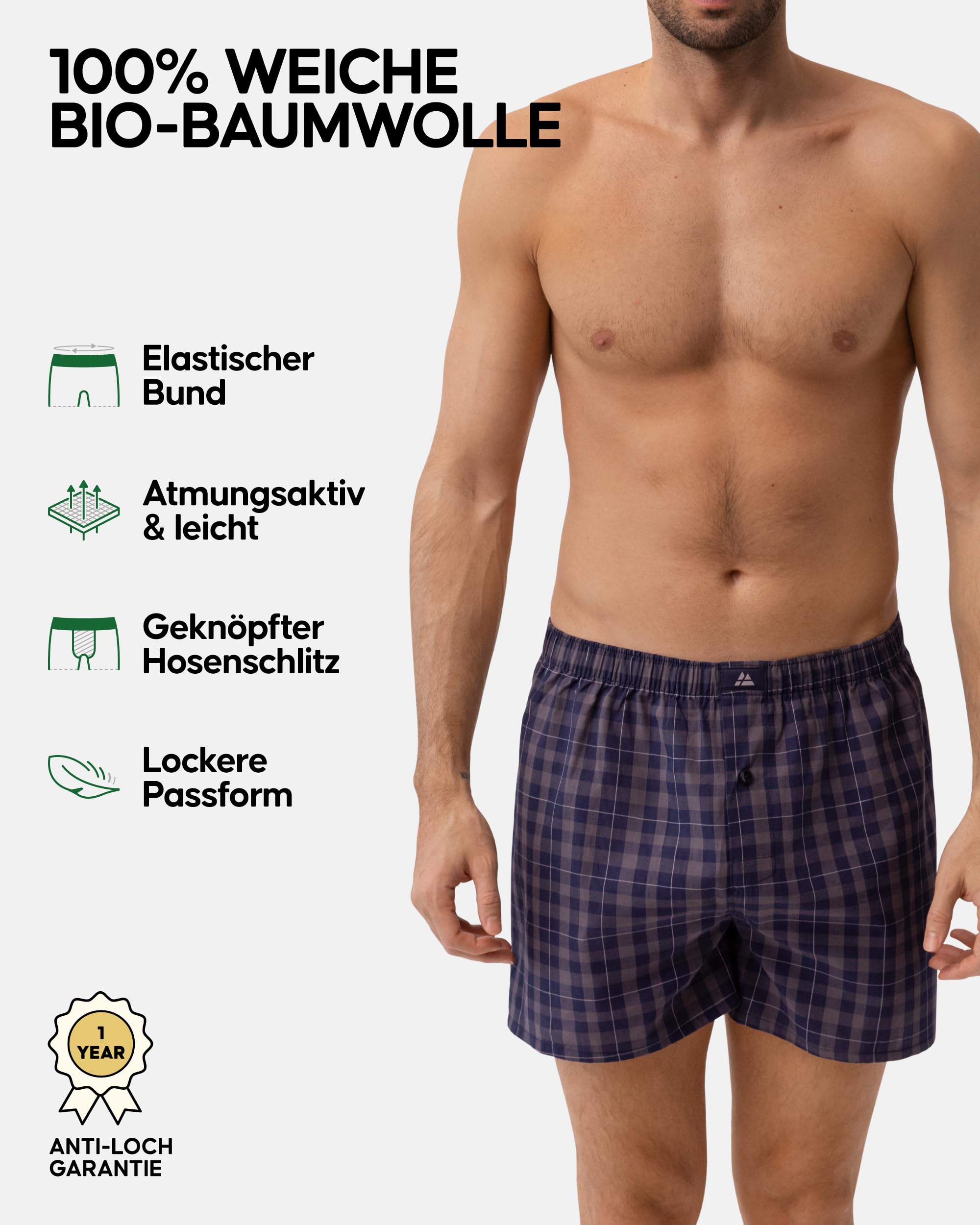 DANISH ENDURANCE American Boxershorts 4er Pack 100% Bio-Baumwolle Herren Boxershorts Weich Atmungsaktiv