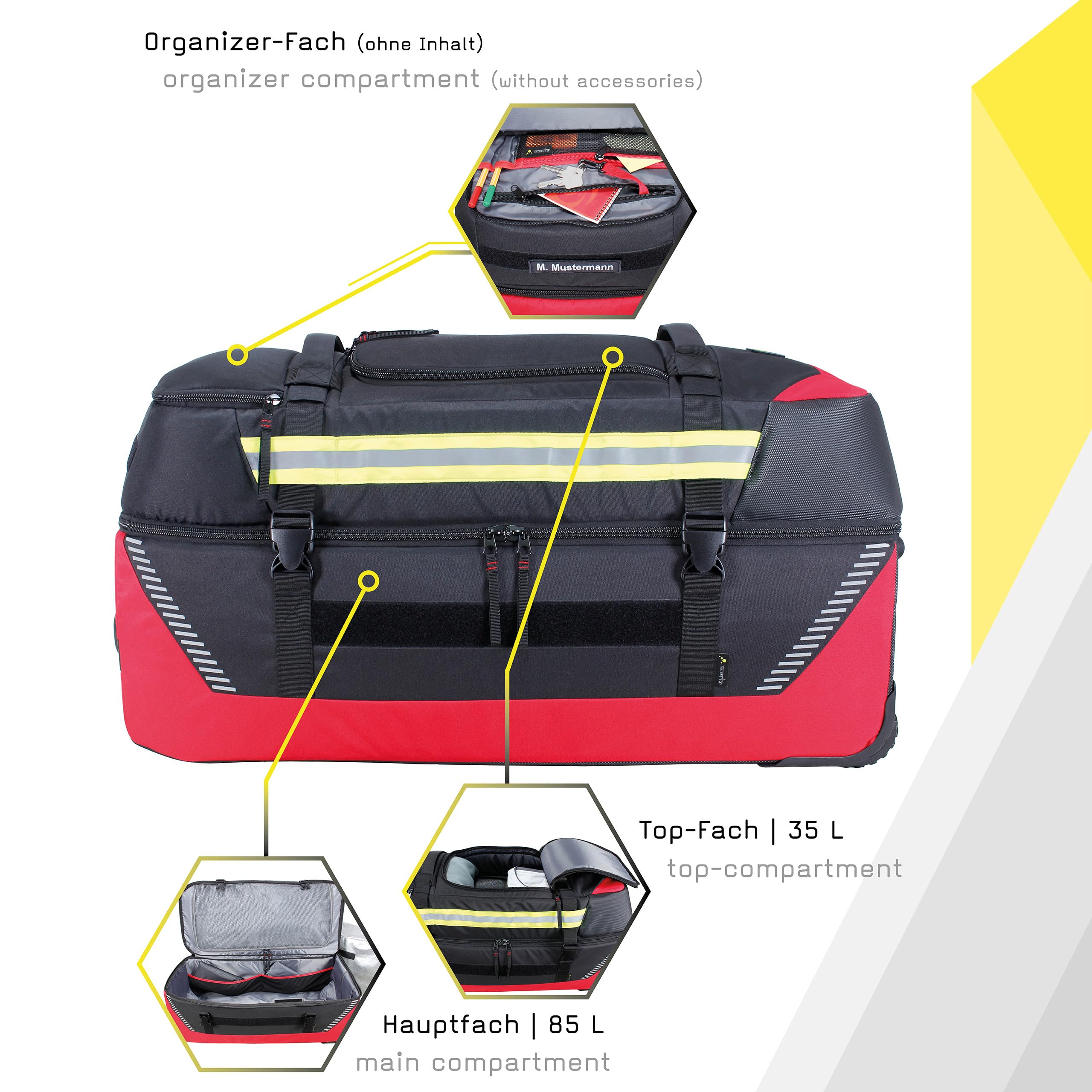 tee-uu JUMBOBAG Trolleytasche (inkl. 2 Reflexstreifen Rettungsdienst)