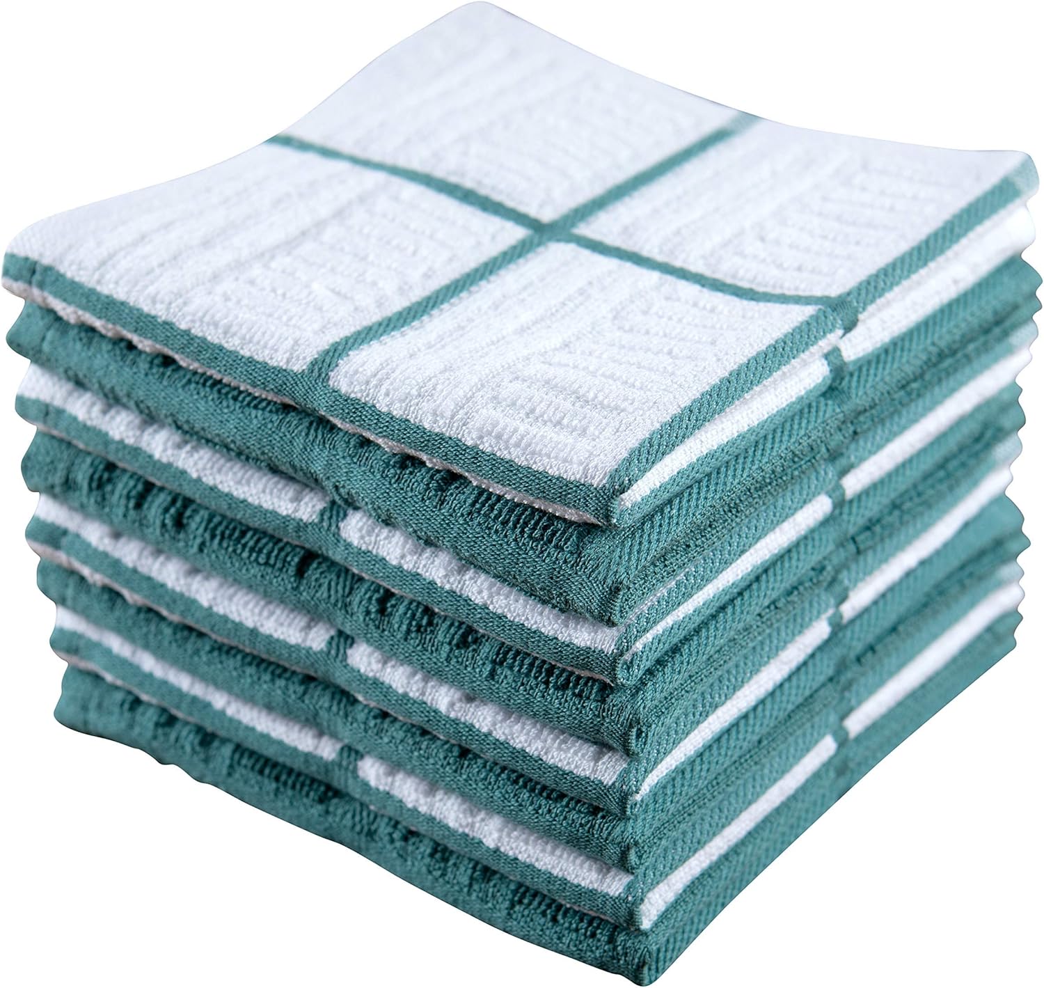 Kitchen Towels Dishcloths 100 Cotton, Set of 8, Blue and