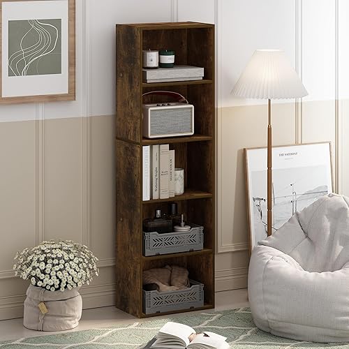 Miniatura 2 de Furinno - Estantería de 5 niveles abierta reversible, serie Luder, color pino ámbar