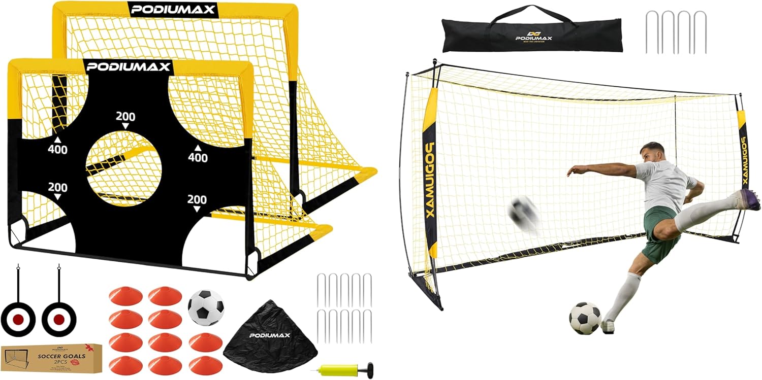 PodiuMax Kids Soccer Goal Set of 2 4x3ft Soccer Goal 12X6FT