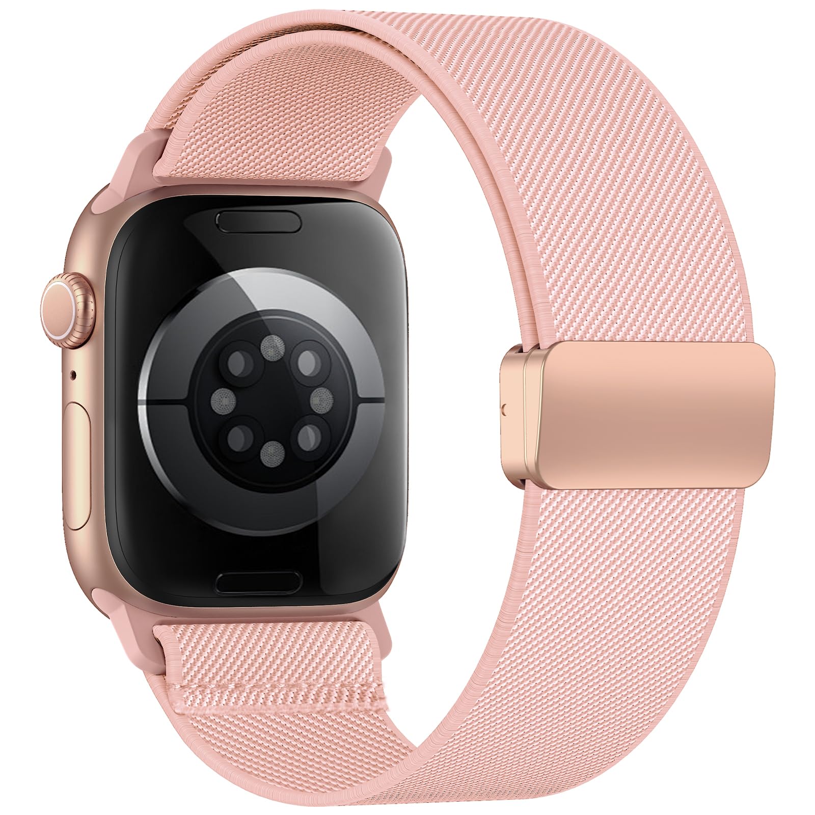 Elastisches Armband Kompatibel mit Apple Watch Armband 40mm 44mm 42mm 46mm 41mm 45mm 38mm Damen Herren, Magnetic Closure Nylon Sport loop für iWatch Series 11 10 9 8 7 6 5 4 3 2 1 Ultra SE, Schwarz
