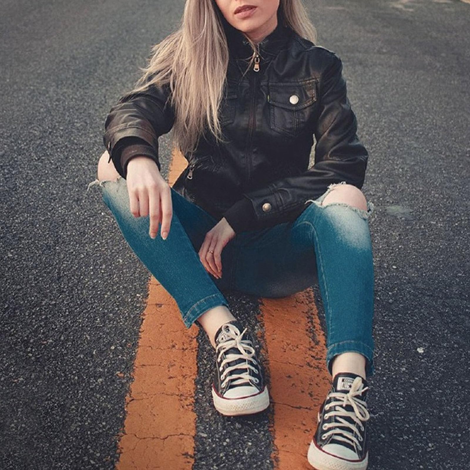 Kunstlederjacke Damen Lederjacke mit Kapuze Damen - Lederjacken mit abnehmbarer Kapuze Herbst Y2k Tops