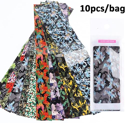 Miniatura 7 de Calcomanías holográficas de transferencia de uñas, hojas de esmalte de uñas de camuflaje, láminas de transferencia de papel estrellado, suministros