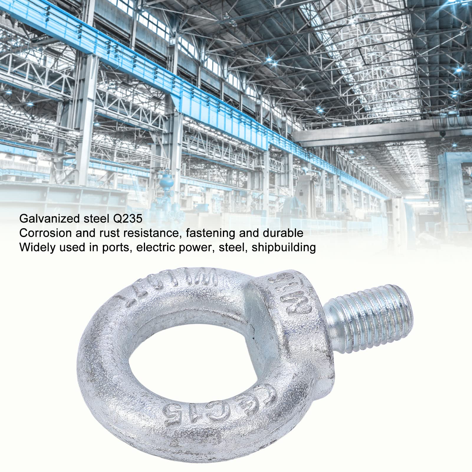 Bulloni a occhiello per carichi pesanti, confezione da 10, acciaio Q235, zincato resistente alla corrosione, elevata capacità di carico, sollevamento sicuro per uso (M16)
