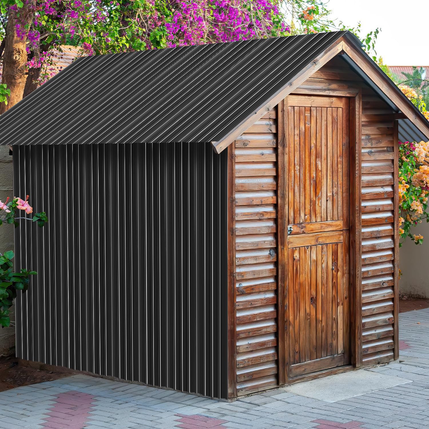 24 fogli profilati in lamiera trapezoidale, 129 x 46 cm, colore antracite, 14 m², lamiera zincata, 0,25 mm, pannelli per tetto per casetta da giardino, capannoni, tettoie e garage, con guanti