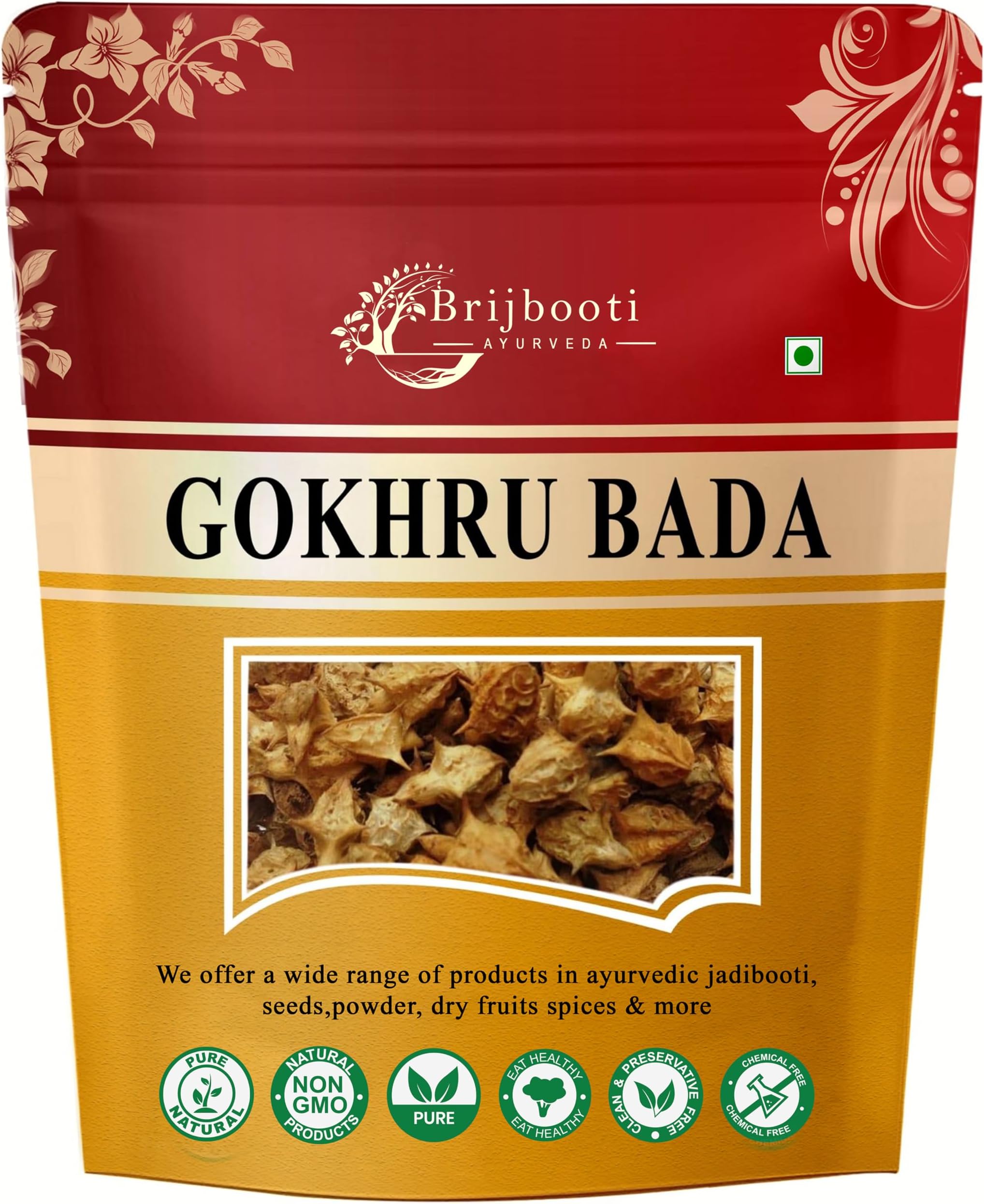 Birju Mahavir Gokhru Bada - Pedalium Murex - Large Caltrops, Natural, 200 gram (BMPL-352)
