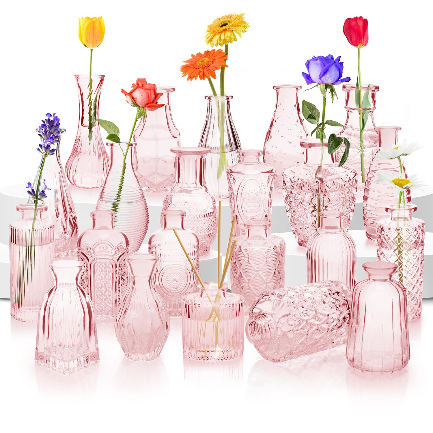 22 Pack Flower Vase BEAHOT Mini Bud Vases in Bulk, Small