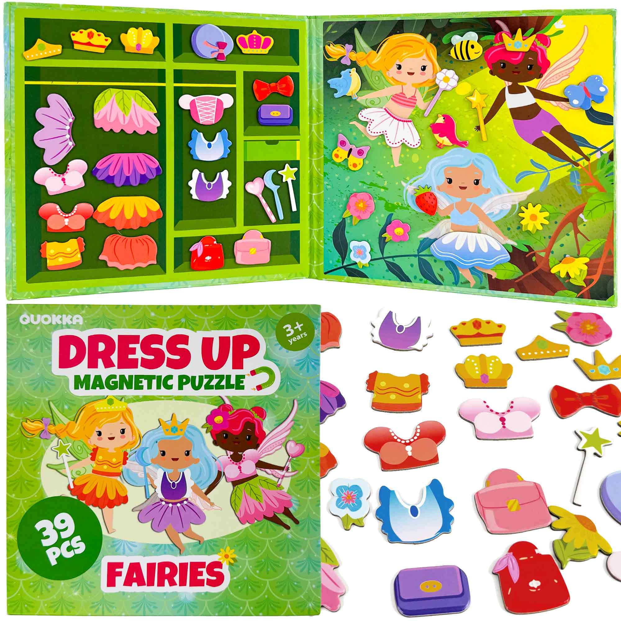 QUOKKA Magnetic Dress Up Dolls for Girls and Boys with 35 Magnetic Pieces, Creative Magnetic Play Set for Home & Travel, Perfect Magnetic Paper Dolls for Ages 3 and Up, Fine Motor Skills & Imagination