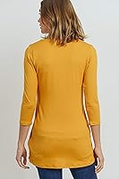 Vista 12 de LaClef - Blusa de maternidad para mujer, cuello redondo, manga 3/4, plisada al frente, estilo peplum Cuadros marrones