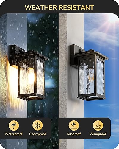 Miniatura 4 de EDISHINE Paquete de 2 lámparas de pared para exteriores, lámpara exterior del anochecer al amanecer, aplique moderno de montaje en pared, vidrio